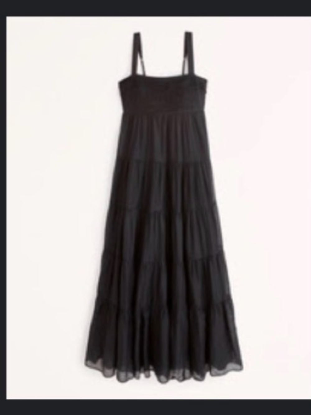 Abercrombie & Fitch Black Tiered Ruched Babydoll Maxi Dress